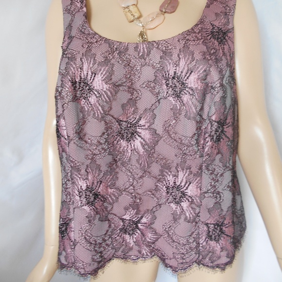 New CARMEN MARC VALVO Sz 14W Dentelle Evening Top - Picture 4 of 8